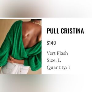 Sezane Cristina Jumper Vert Flash - Size L